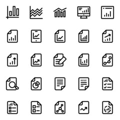Outline icons for reports and analytics.