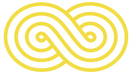 Loop motion sign. Infinity logo. Yellow line mobius shape