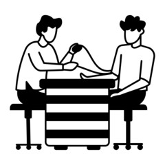 Physician checking blood Pressure Concept Vector Icon Design, Medical and Healthcare Scene Symbol, Diseases Diagnostics Sign, Doctor and Patient Characters Stock Illustration