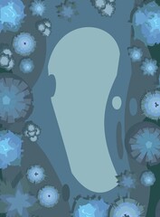 Night plant landscape top view. Wild forest trees and bushes. Dark twilight garden. Illustration in flat design. Vector