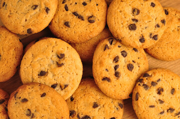 sweet crunchy cookies with dark chocolate for teatime