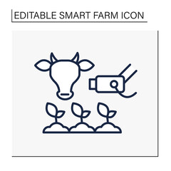 CCTV line icon. Wireless technology for CCTV. Monitoring of plants and domestic animals. Smart farm concept. Isolated vector illustration. Editable stroke