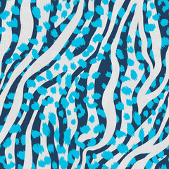 Abstract Stylish Brush Leopard Dots and Textured Zebra Stripes Trendy Seamless Pattern Beautiful Mix Design Combination Perfect for Allover Fabric Print or Wrapping Paper