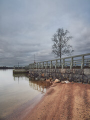 Obraz premium Seurasaari Island in Finnish Helsinki: autumn, old pier.