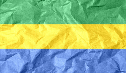 Gabon flag of paper texture. 3D image