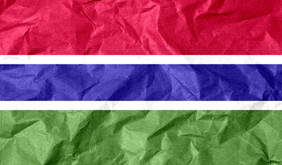 Gambia flag of paper texture. 3D image