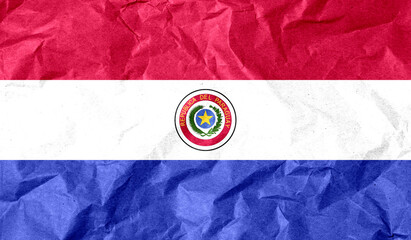 Paraguay flag of paper texture. 3D image