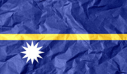 Nauru flag of paper texture. 3D image