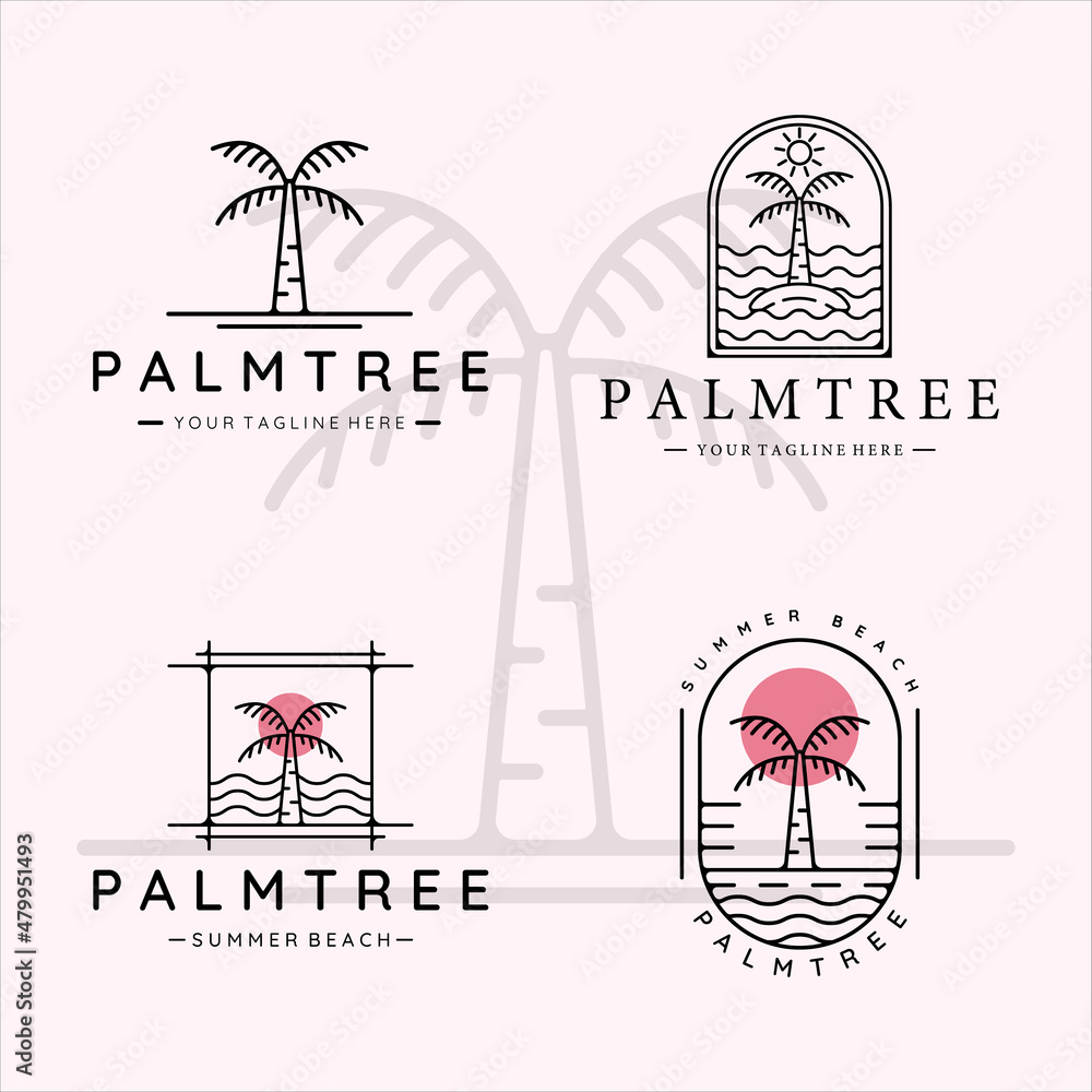 Canvas Prints set of palm tree line art logo simple minimalist vector illustration template icon graphic design. b