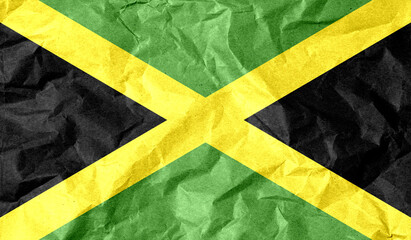 Jamaica flag of paper texture. 3D image