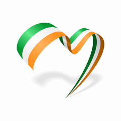 Irish flag heart shaped ribbon. Vector illustration.