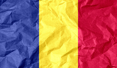 Romania flag of paper texture. 3D image