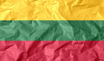 Lithuania flag of paper texture. 3D image