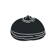 Sufganiot Icon Silhouette Illustration. Israeli Donut Tradition Vector Graphic Pictogram Symbol Clip Art. Doodle Sketch Black Sign.