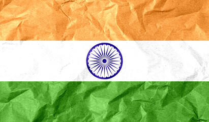India flag of paper texture. 3D image