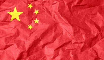 China flag of paper texture. 3D image