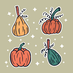 beautiful pumpkin stickers collection for planner, scrapbook, collage, decoration