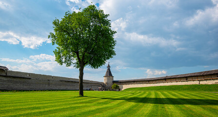 Medieval fortress and temple complex. Ancient architecture. Travel summer tourism holiday vacation. Vintage toned image.