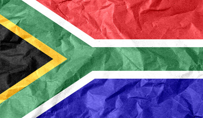 South Africa flag of paper texture. 3D image