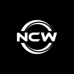 NCW letter logo design with black background in illustrator, vector logo modern alphabet font overlap style. calligraphy designs for logo, Poster, Invitation, etc.