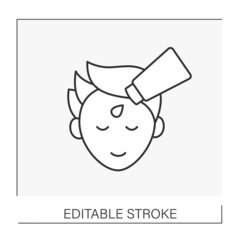  Beauty procedure line icon. Cream for face moisturizing. Natural cosmetics. Skin care routine. Cosmetology concept. Isolated vector illustration. Editable stroke