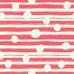 Seamless pattern with red stripes. painted with dry brush and ink.