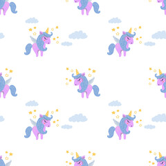 seamless pattern with cute unicorns