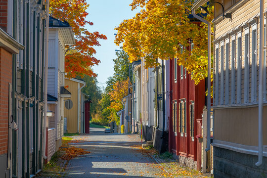 Street of Kristiinankaupunki town in Finland