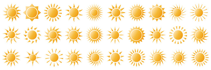 big set of sun web icons - vector design elements 