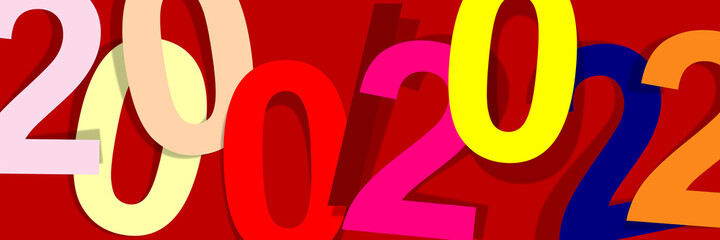 A time. Decade of the 20s of the 21st century. Illustration with the dates of the years 2000 and 2022. Colorful graphic with strong colors and great contrast with elegant fuchsia background. A Period.