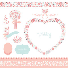 Romantic set for your design. Wedding concept.