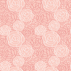 Romantic background with roses on a pink background.