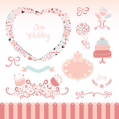 Romantic set for your design. Wedding concept.