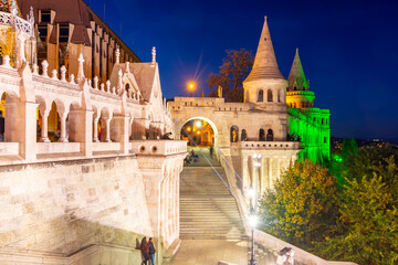 Fototapeta premium Fisherman bastion at night, Budapest, Hungary