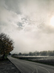 storm clouds on the road