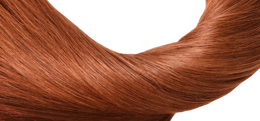 Brown red hair natural , isolated on white background , beauty 
