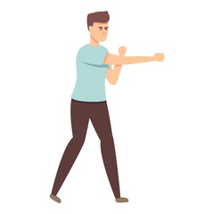 Self defence attack icon cartoon vector. Man defence. Martial fight