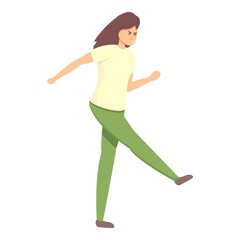 Woman penis kick icon cartoon vector. Self defence. Martial person