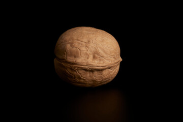 Large photo of a walnut on a black background