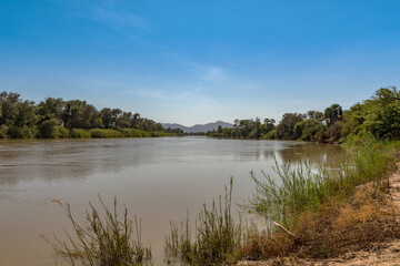 Landscape at the Kunene River, border rivers of Namibia and Angola, Epupa, Namibia