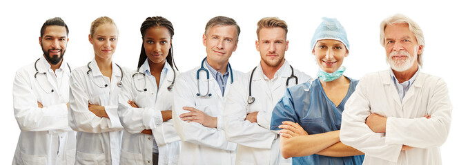 Ärzte verschiedenen Alters als Praxis oder Klinik Team Konzept