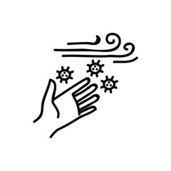 Wind carried viruses icon. Hand drawn vector illustration.