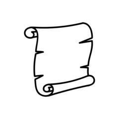 Vintage parchment icon. Hand drawn vector illustration.