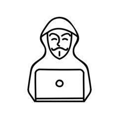 Hacker icon. Technology computer. Hand drawn vector illustration.