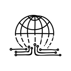 Cyber world icon. Metaverse. Hand drawn vector illustration.