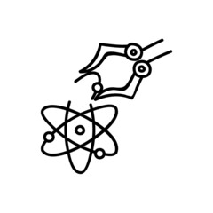 Artificially modified atom icon. Hand drawn vector illustration.