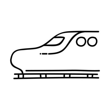 Bullet Train Icon. Hand Drawn Vector Illustration.