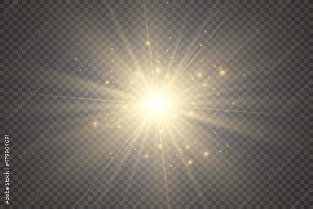 Poster special lens flash, light effect. the flash flashes rays and searchlight. illust.white glowing light