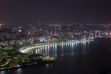 Fototapeta na wymiar night view from the top of urca hill in Rio de Janeiro - Brazil.
