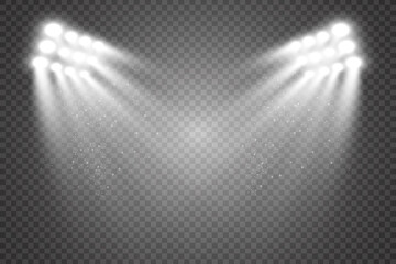 White scene on with spotlights.